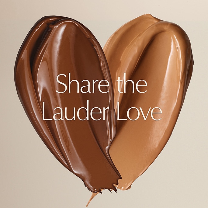 A heart shade made of Estée Lauder lipsticks. 'Share The Love' message. 