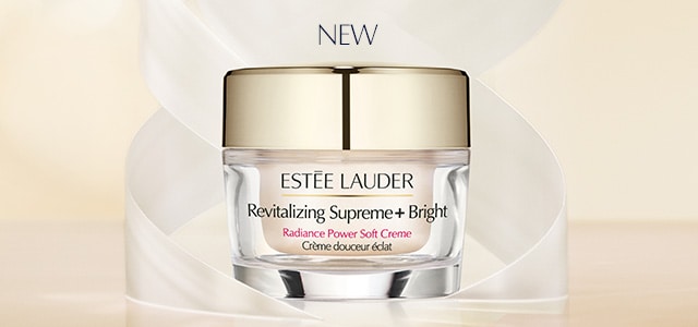 New Revitalizing Supreme+ Bright Soft Creme on beige background