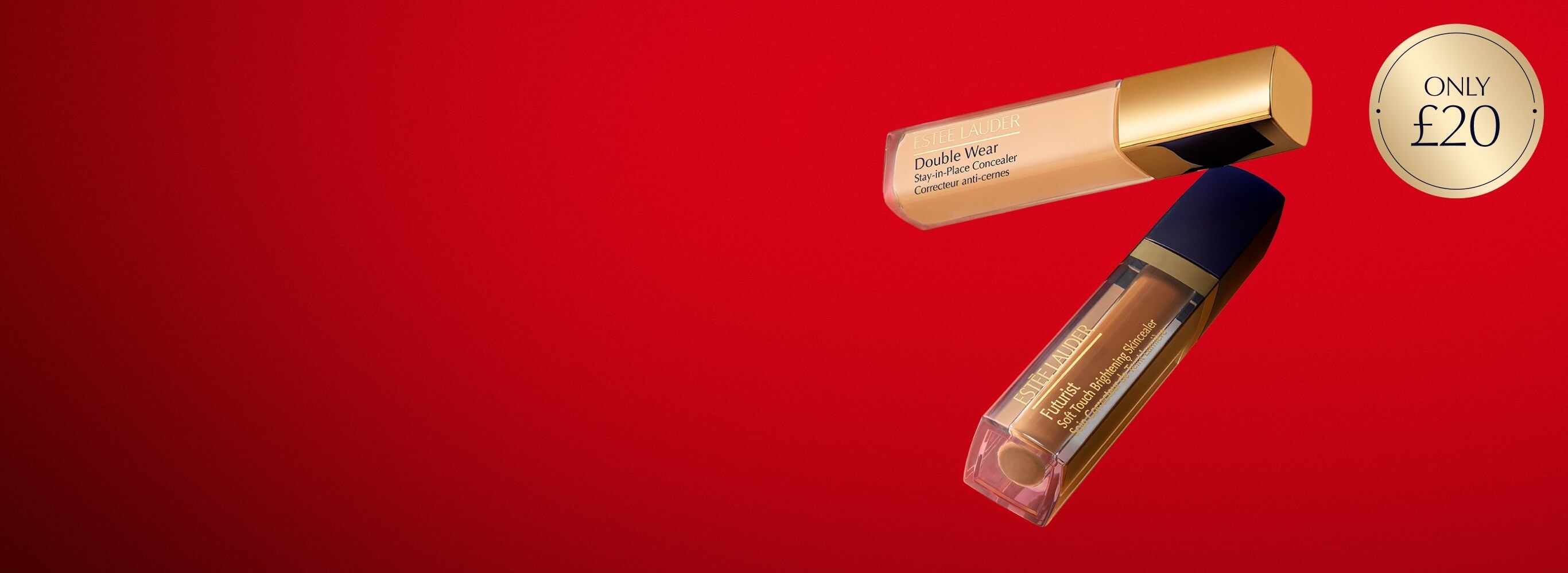 Two Estée Lauder concealers on a neutral background.