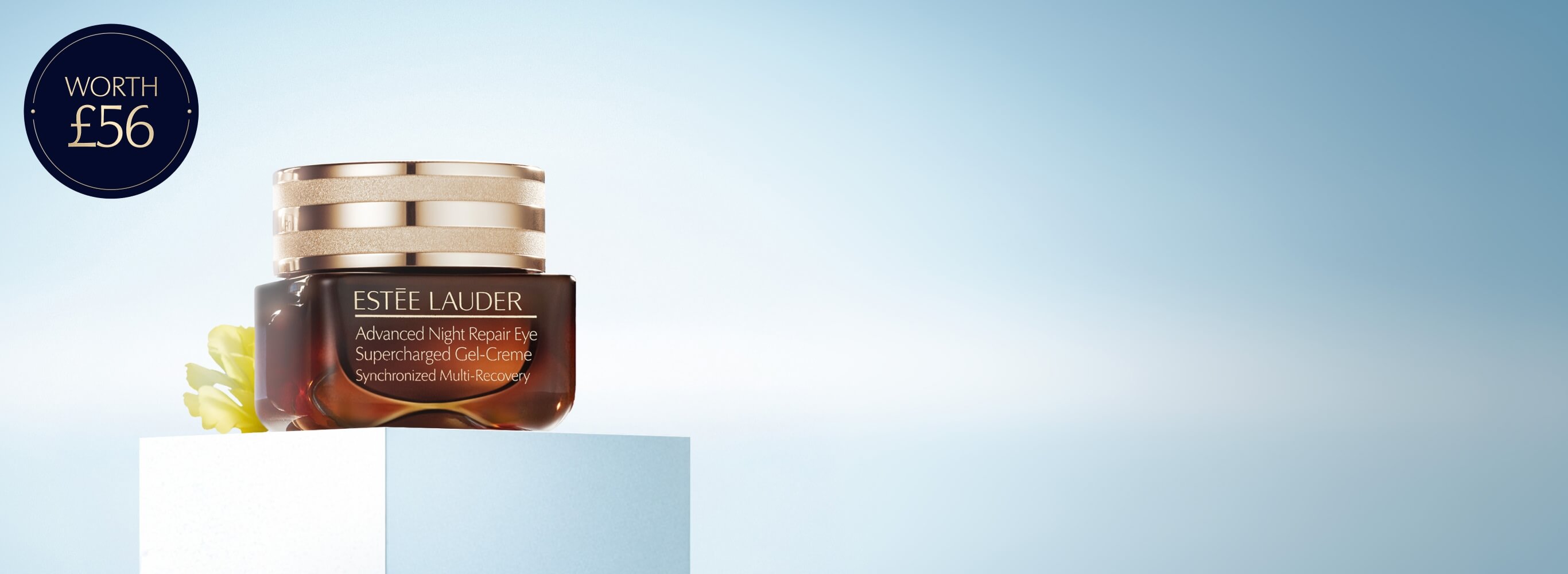 Estée Lauder Advanced Night Eye Supercharged Gel-Creme on a pale blue background