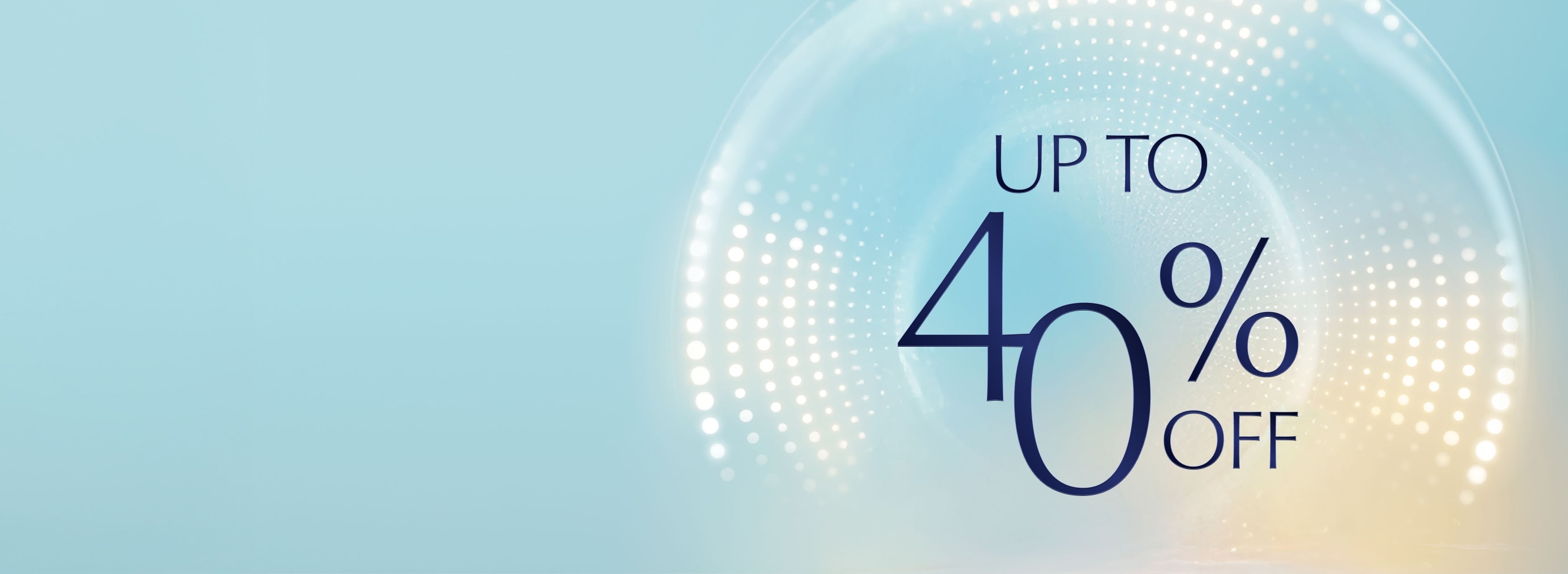 Up to 40% Off on a light blue background