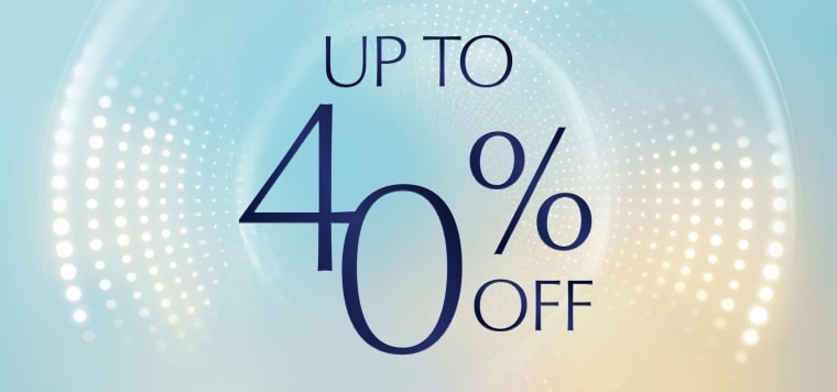 Up to 40% Off on a blue background
