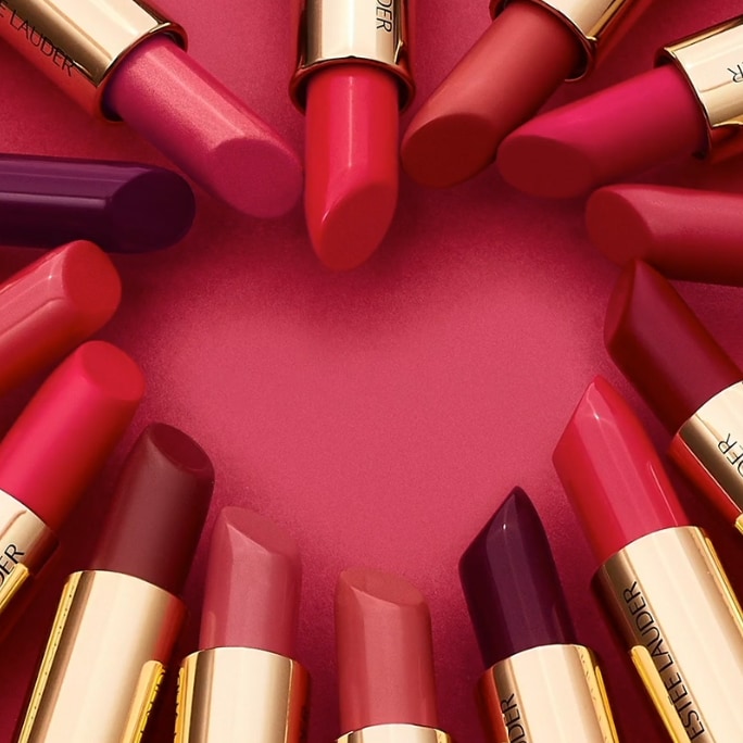 Lipsticks placed to make a heart shape
