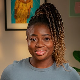 Clara Amfo smiling to camera