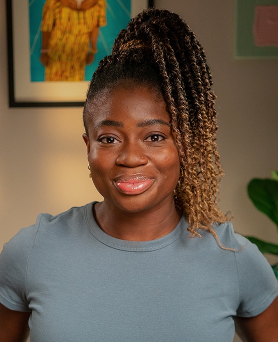 Clara Amfo smiling to camera