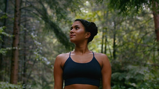 image of woman hiking brain health
