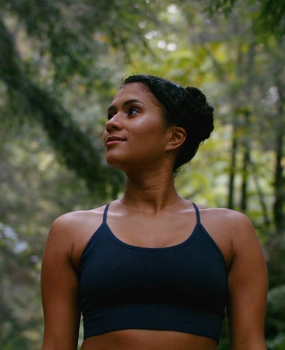 image of woman hiking brain health
