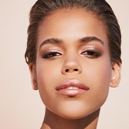Rose Gold Glow makeup look on a model