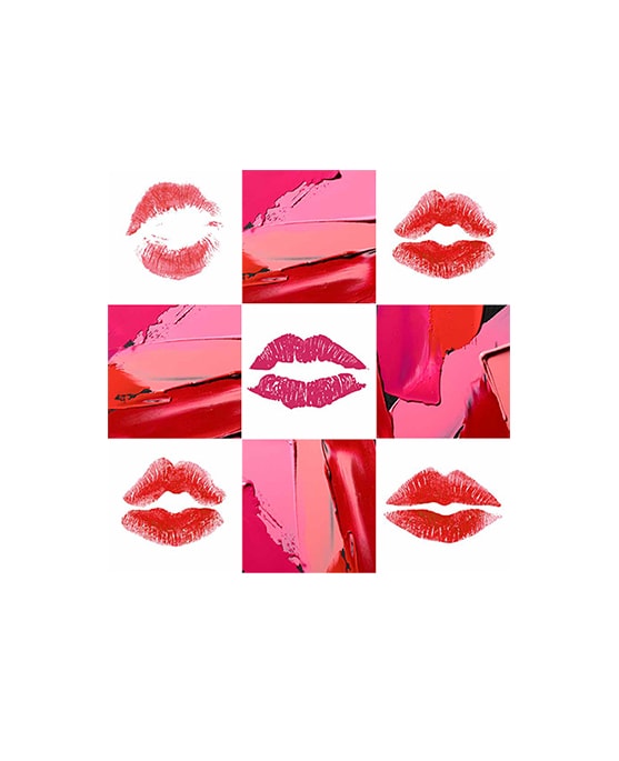 Cartoon kisses with lipstick smoosh. 